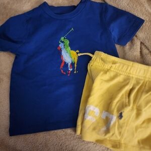 Ralph Lauren Blue Tee with Yellow Shorts